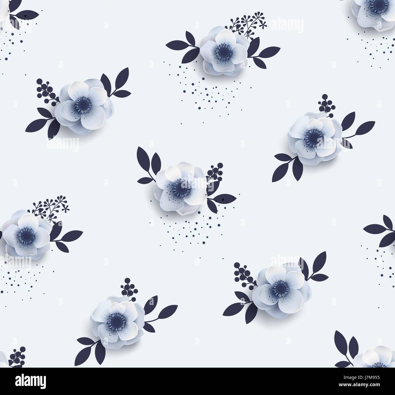 Gara perfetta pattern con fiori di anemoni. Illustrazione Vettoriale