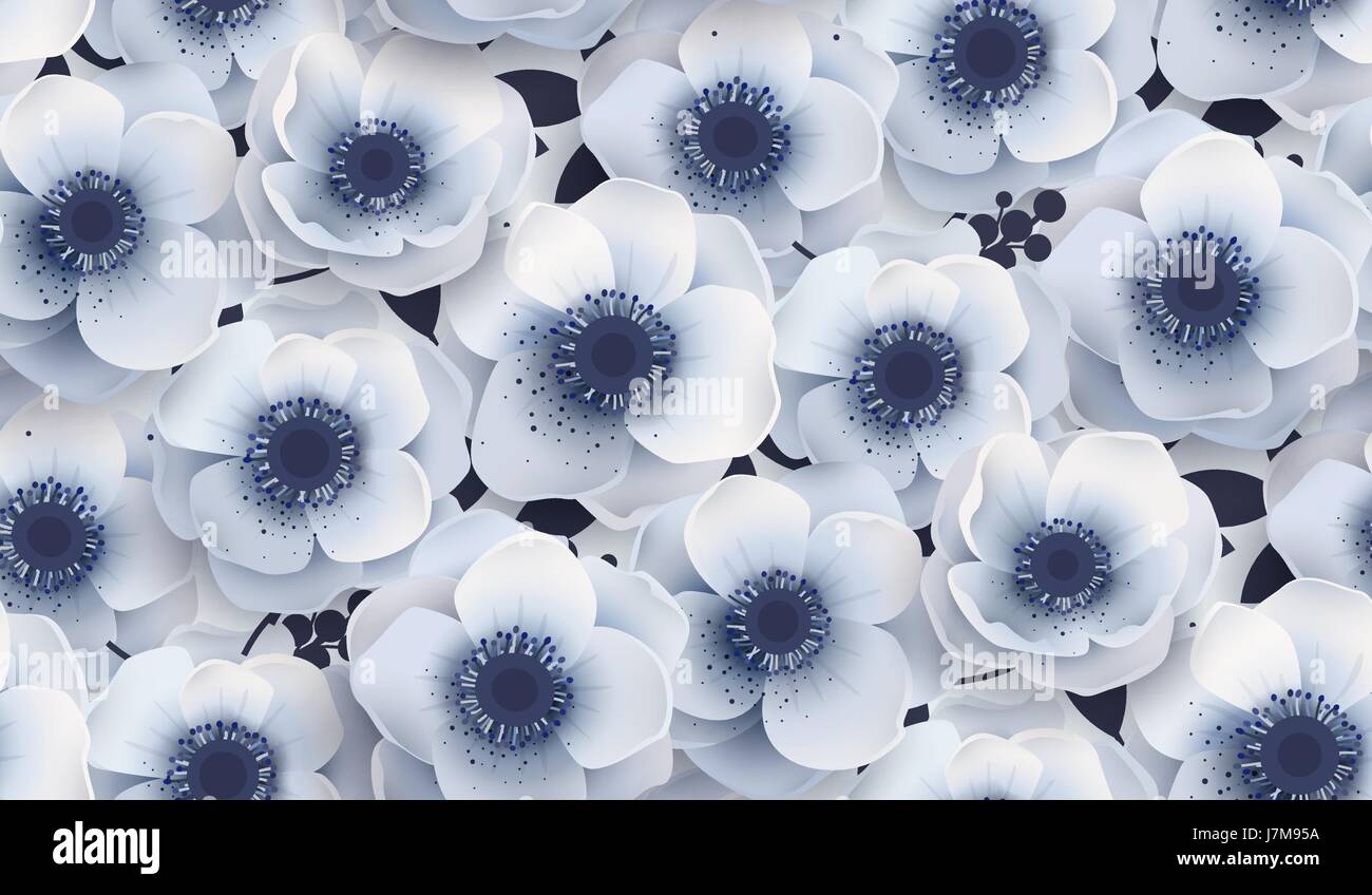 Vector seamless pattern con fiori di anemoni. Illustrazione Vettoriale