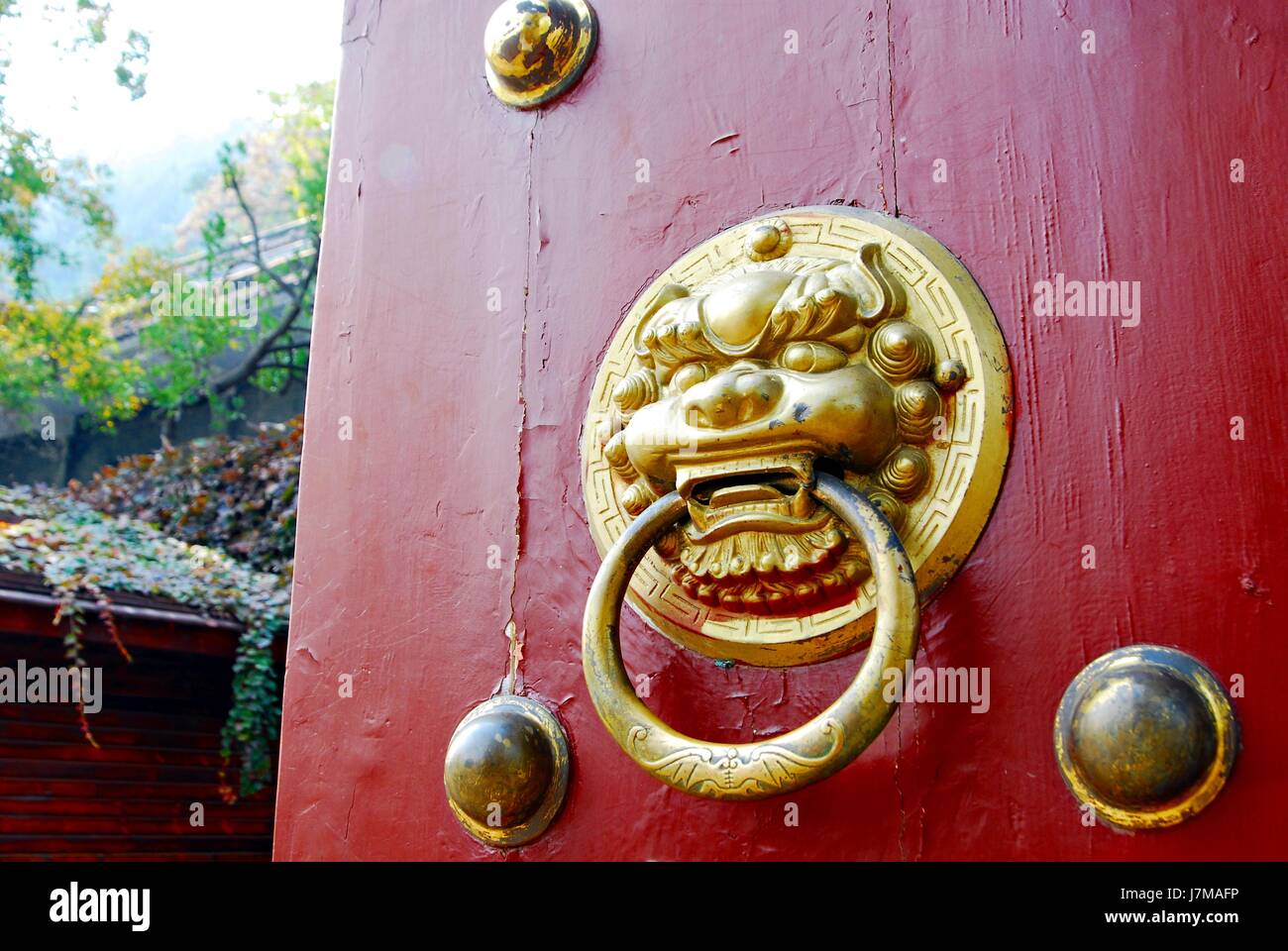 Un drago respingente porta all'entrata di Luoyang le Grotte di Longmen in Cina Foto Stock