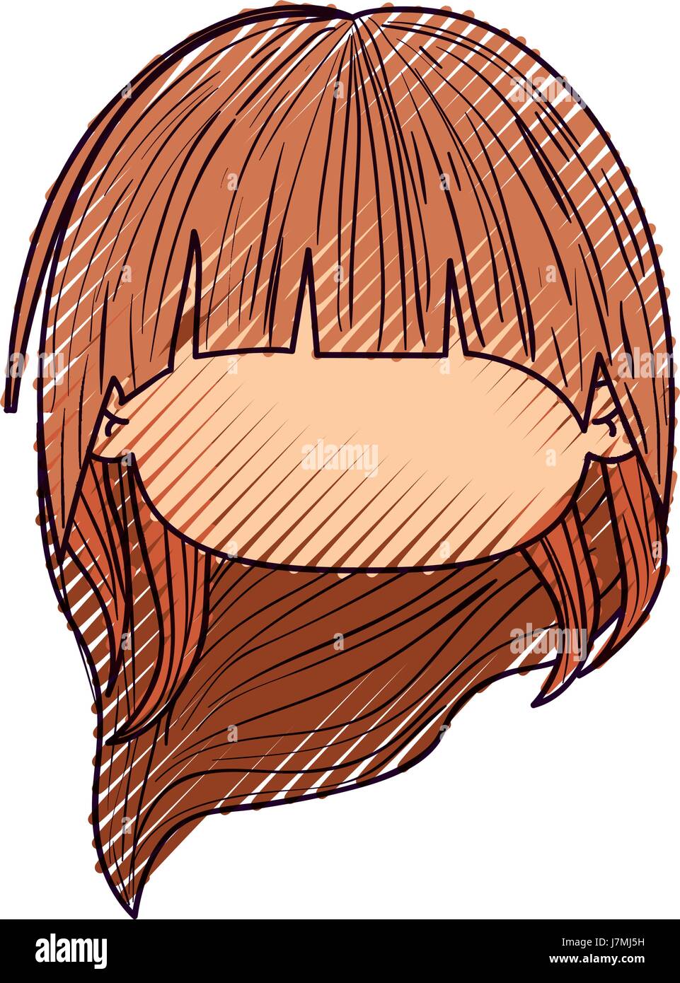 Matita colorata silhouette della testa senza volto della bambina con capelli  lunghi Immagine e Vettoriale - Alamy