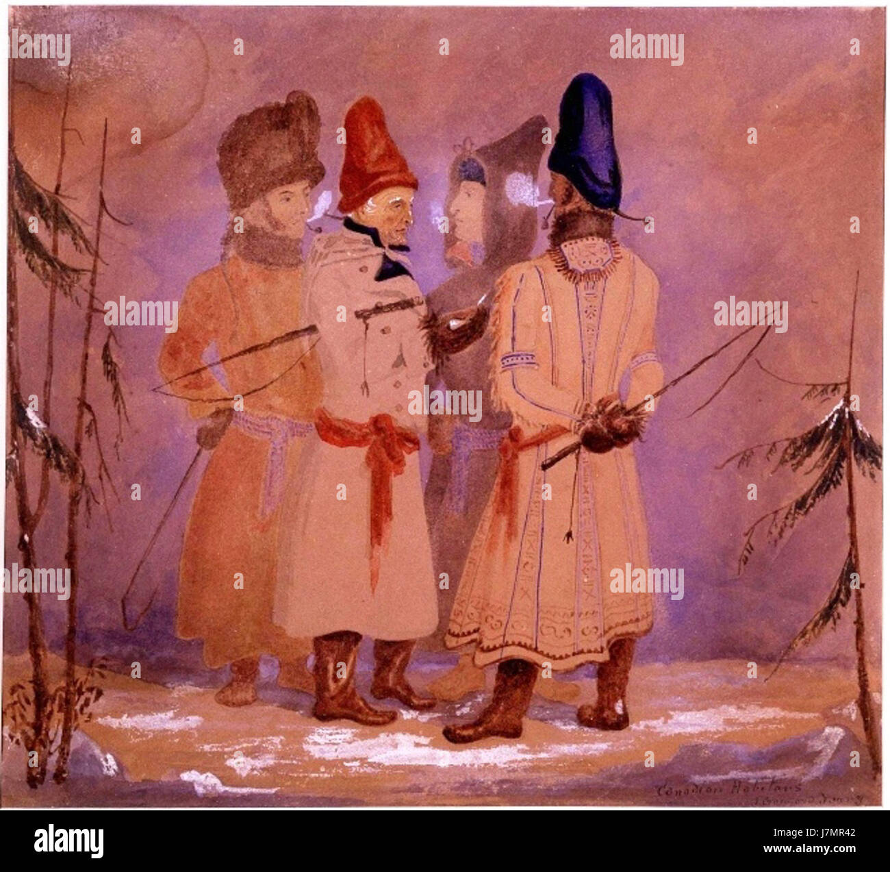 "Abitanti canadesi" è un termine usato per descrivere i primi coloni di origine franco-canadese in Nord America. Questo concetto storico riflette i modelli di insediamento e lo stile di vita in Canada durante il periodo coloniale. Foto Stock