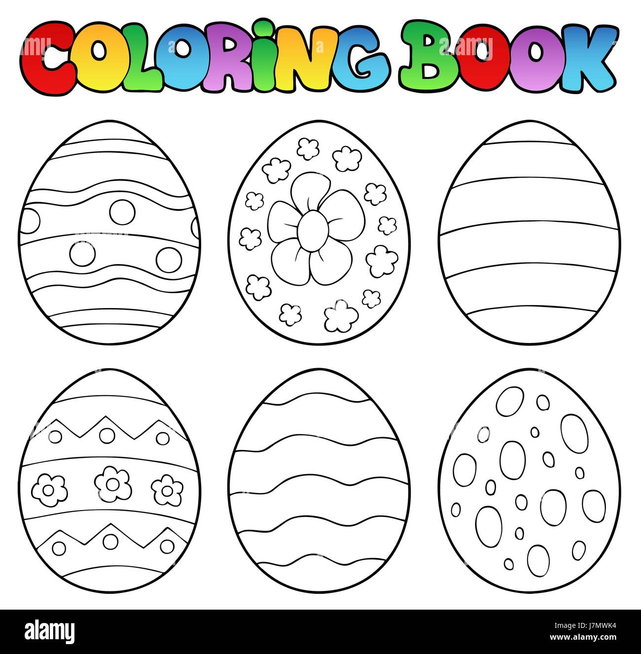 Il colore di vernice di pasqua uovo uova dipinte di libro da colorare vacanza d'arte grafica a colori Foto Stock