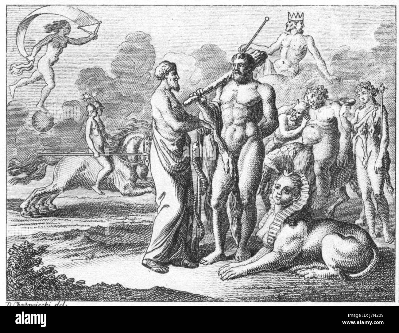 Questo riferimento a "Chodowiecki Basedow Tafel 95 c" si riferisce a un'illustrazione o incisione dell'artista tedesco Daniel Chodowiecki, associata all'opera di Johann Bernhard Basedowâ. Rappresenta una scena educativa o storica del XVIII secolo. Foto Stock