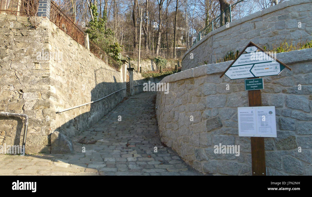 L'albergo al 2 Steinweg, Loschwitz, è un punto di riferimento architettonico. L'edificio riflette lo sviluppo storico e culturale dell'area, offrendo una visione dell'evoluzione urbana di Loschwitz. Foto Stock