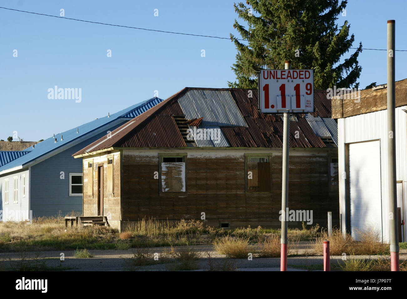 L'entrata del 2012 registra il prezzo del gas sulla Main Street a Ruth, Nevada, in una data specifica, fornendo informazioni sul costo del carburante in quel momento nella regione. Foto Stock