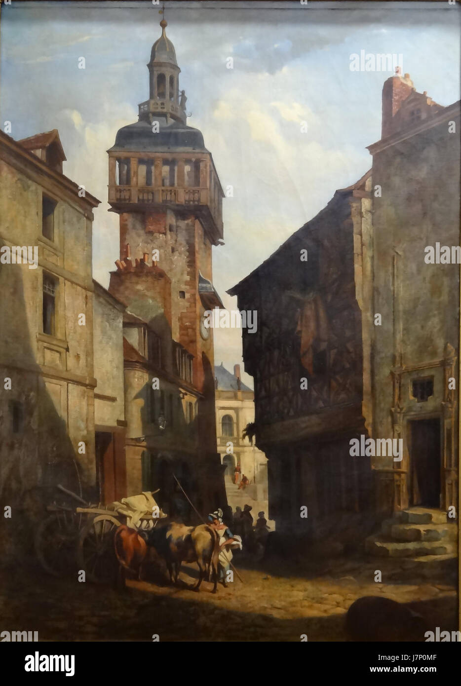 "Le Jacquemart" di Anatole Dauvergne è un famoso dipinto francese che illustra gli intricati dettagli della figura dell'orologio meccanico, simboleggiando il passaggio del tempo e l'importanza degli orologi nella Francia del XIX secolo. Foto Stock