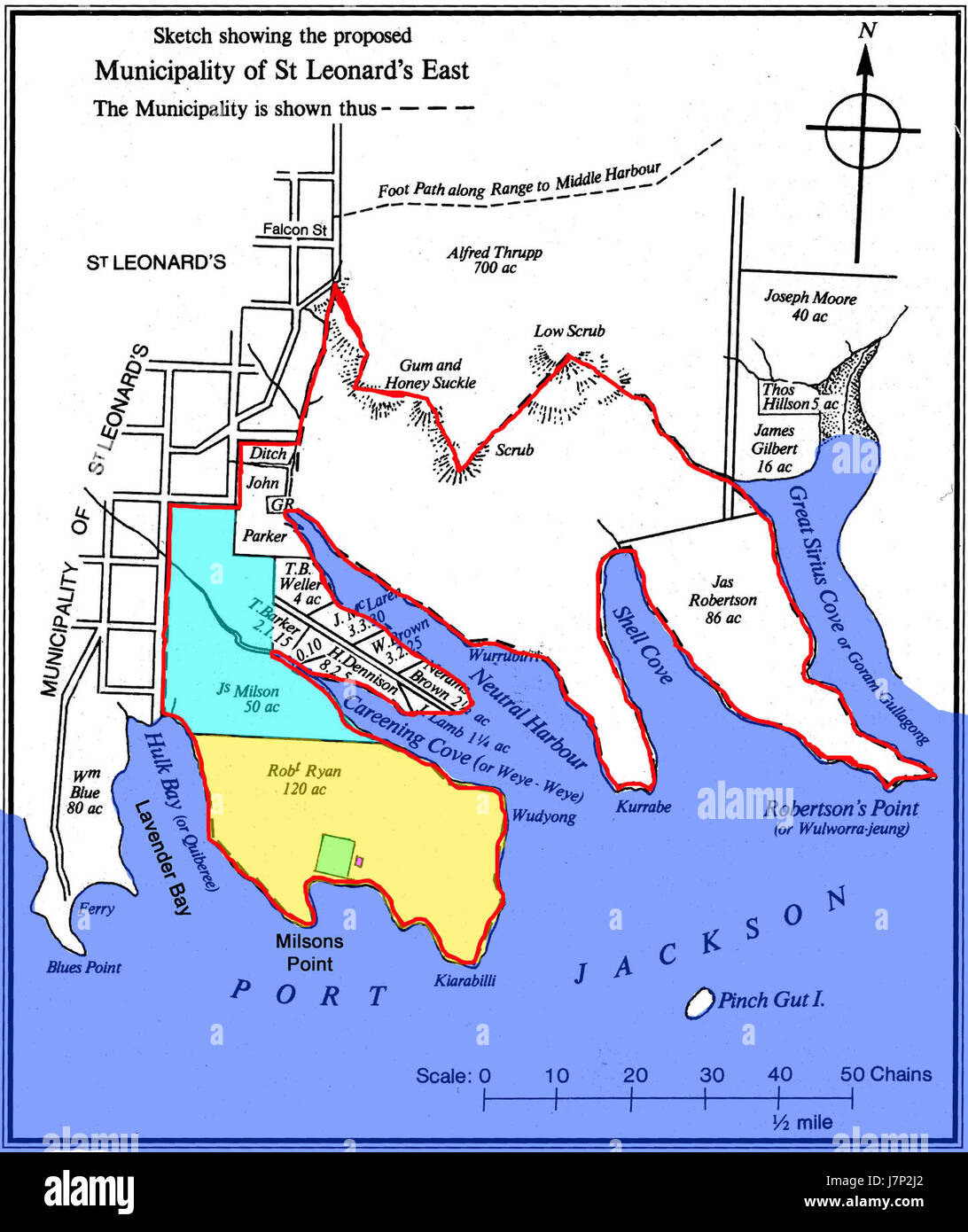 1850s mappa della proposta comune di East St Leonards Foto Stock