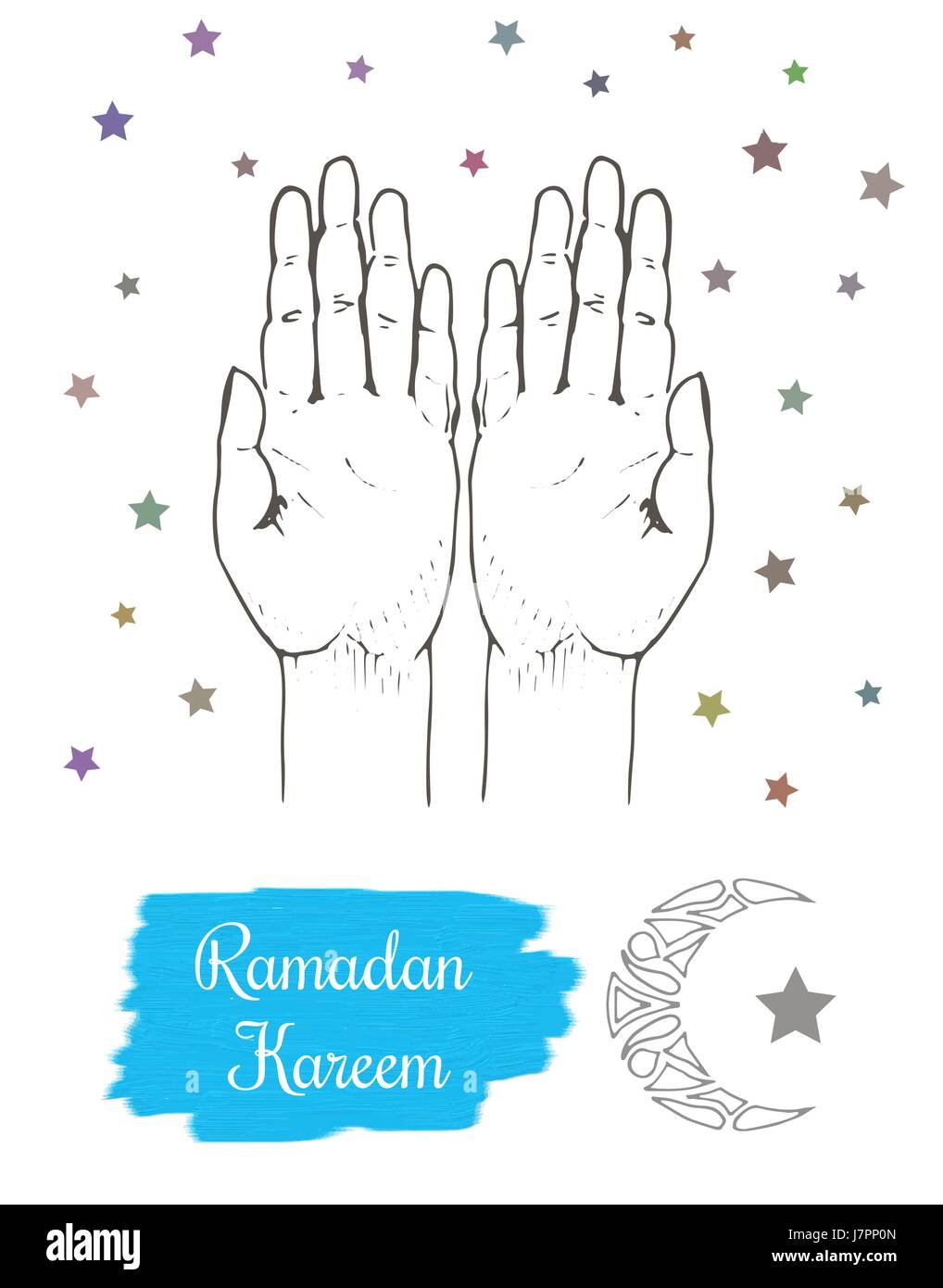 Il Ramadan kareem concetto. Disegno a mano immagine Illustrazione Vettoriale
