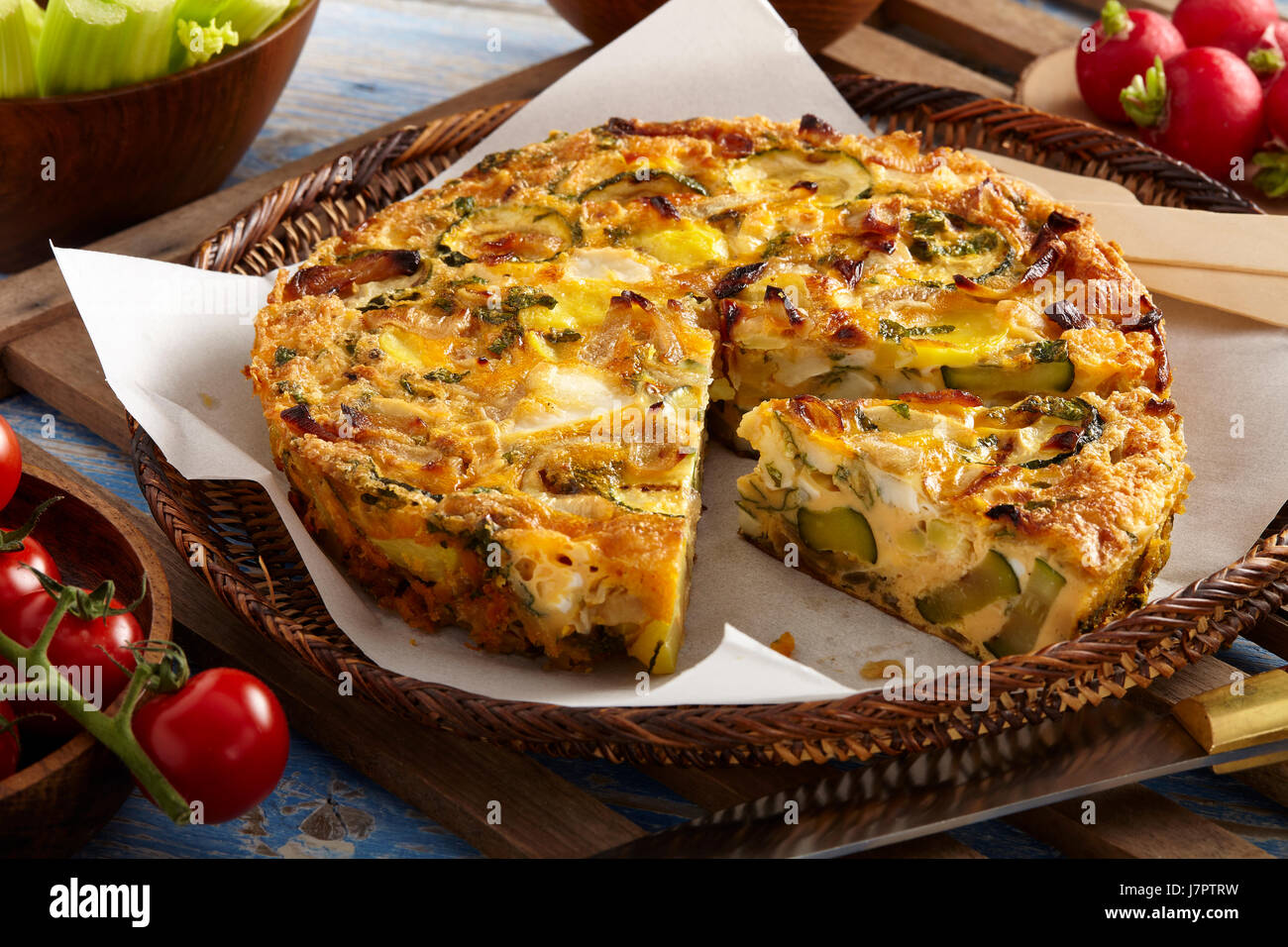 Zucchine frittata di menta Foto Stock