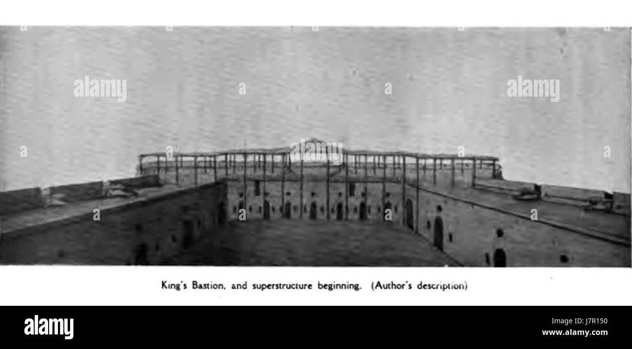 Il capitano Spilsbury, una figura del XVIII secolo, è associato al Bastione dei Re. Questo si riferisce probabilmente a una figura militare storica durante la fine del XVIII secolo, coinvolta in eventi legati alla storia militare britannica. Foto Stock