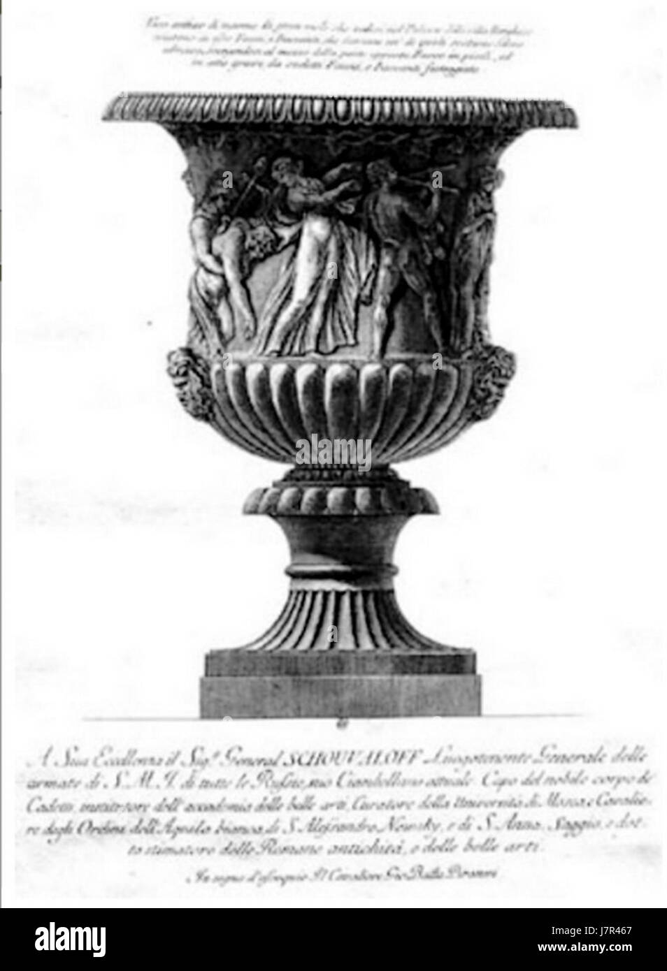 Il vaso Borghese, creato nel 1778, è un'opera d'arte classica, nota per il suo design raffinato e l'artigianato. Rappresenta lo stile neoclassico del periodo, spesso associato all'antichità greca e romana. Foto Stock