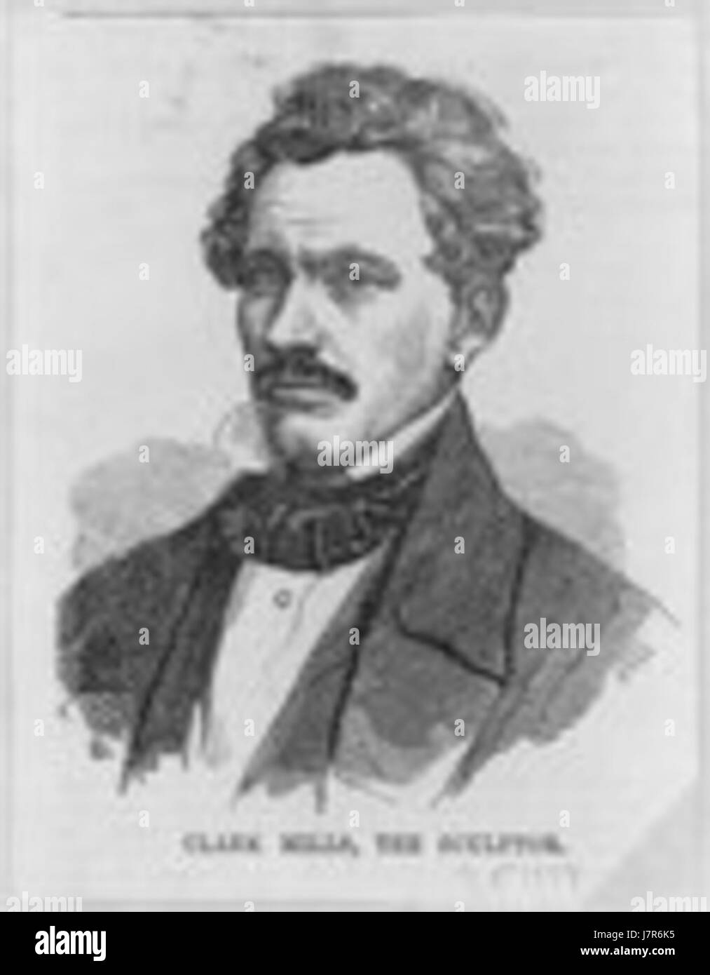 Clark Mills era uno scultore americano noto per il suo lavoro nei monumenti pubblici. La sua opera più famosa include la statua equestre di Andrew Jackson a Washington, D.C. è considerato una figura significativa nella scultura americana del XIX secolo. Foto Stock