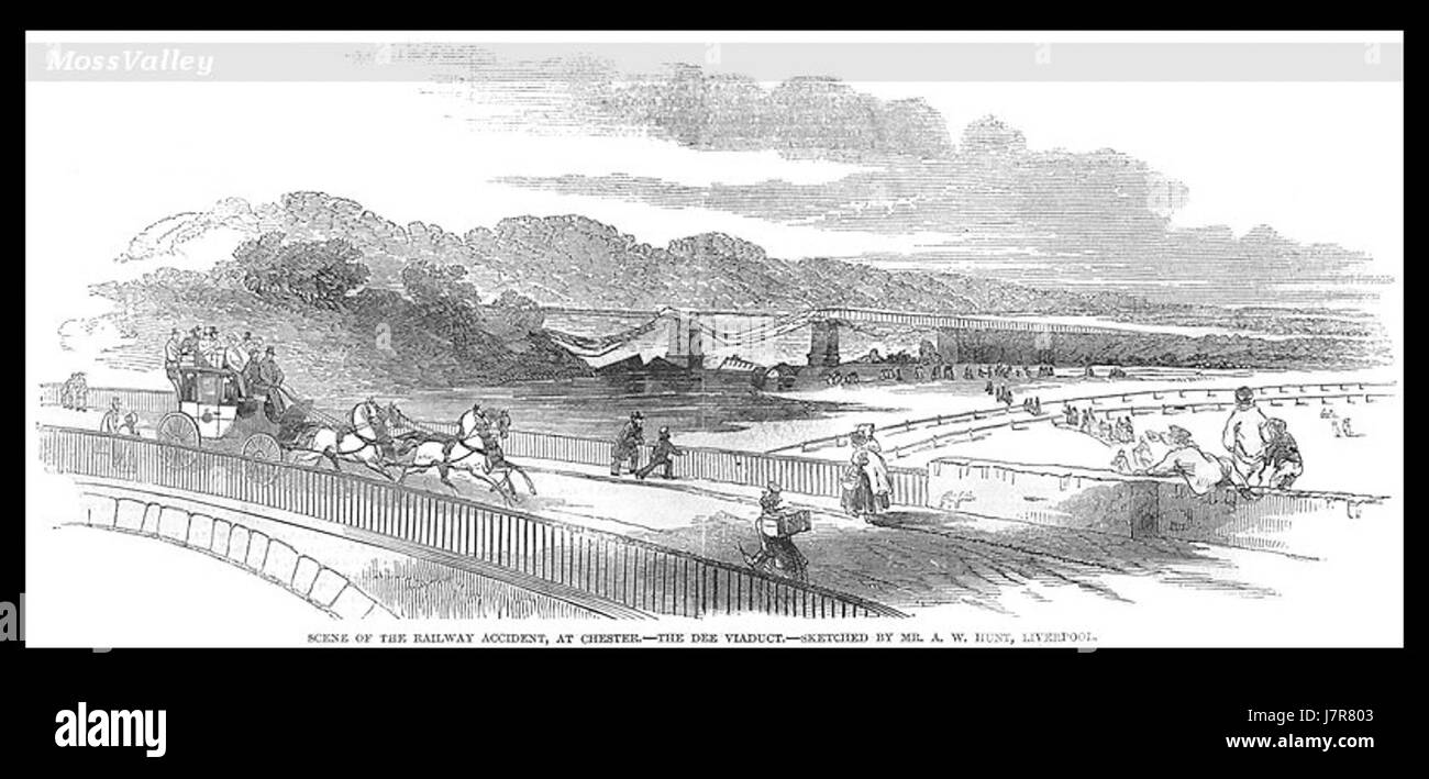 Un riferimento al disastro di Dee Bridge, un evento significativo nella storia dei trasporti britannici dove un ponte crollò, causando numerose vittime. Foto Stock