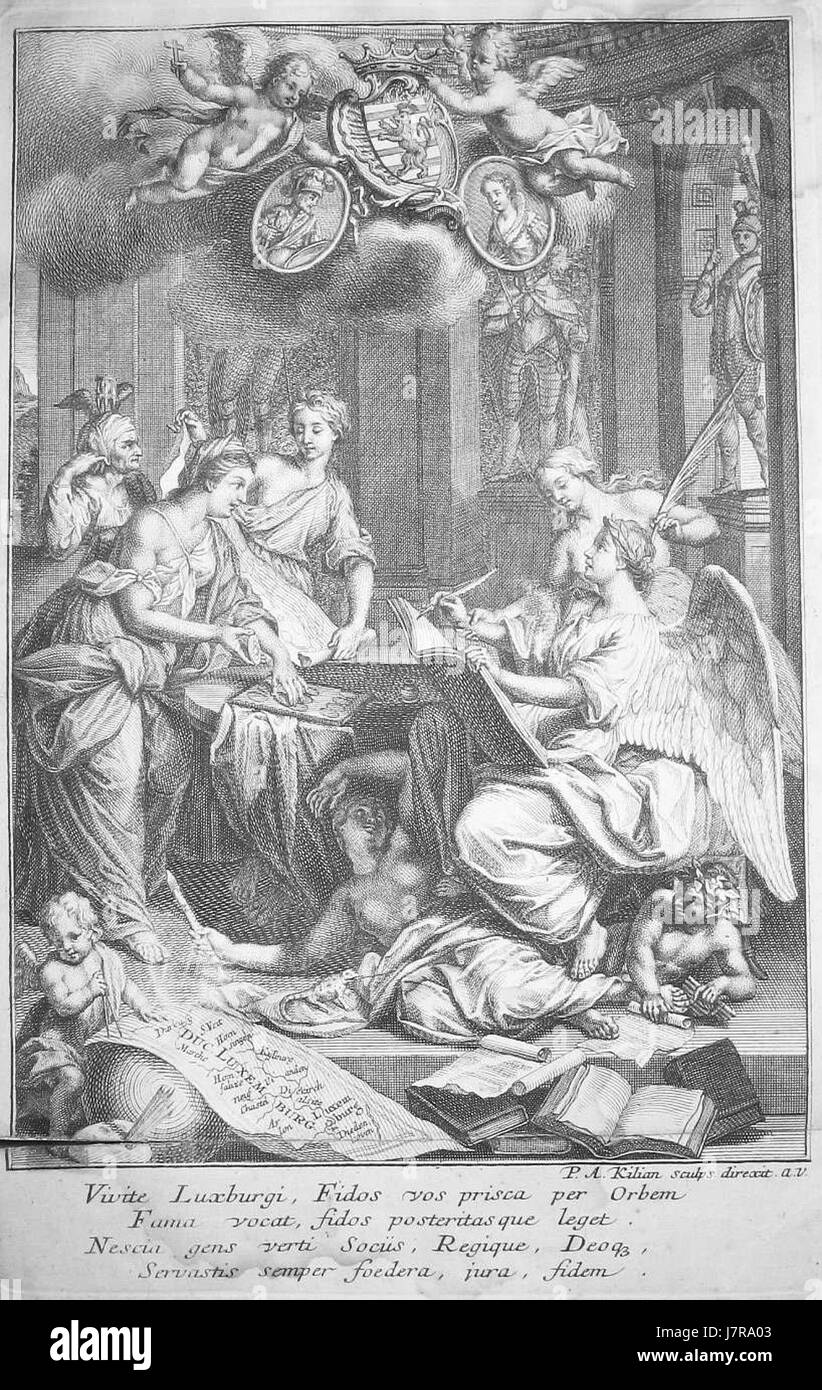 Allegoria della storia in Bertholet's Histoire ecclesiastique Foto Stock