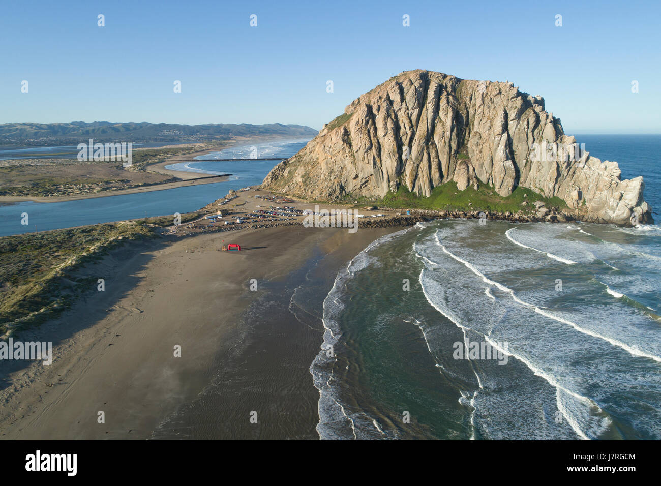 Vista aerea del Morro Bay Rock, Morro Bay California Foto Stock