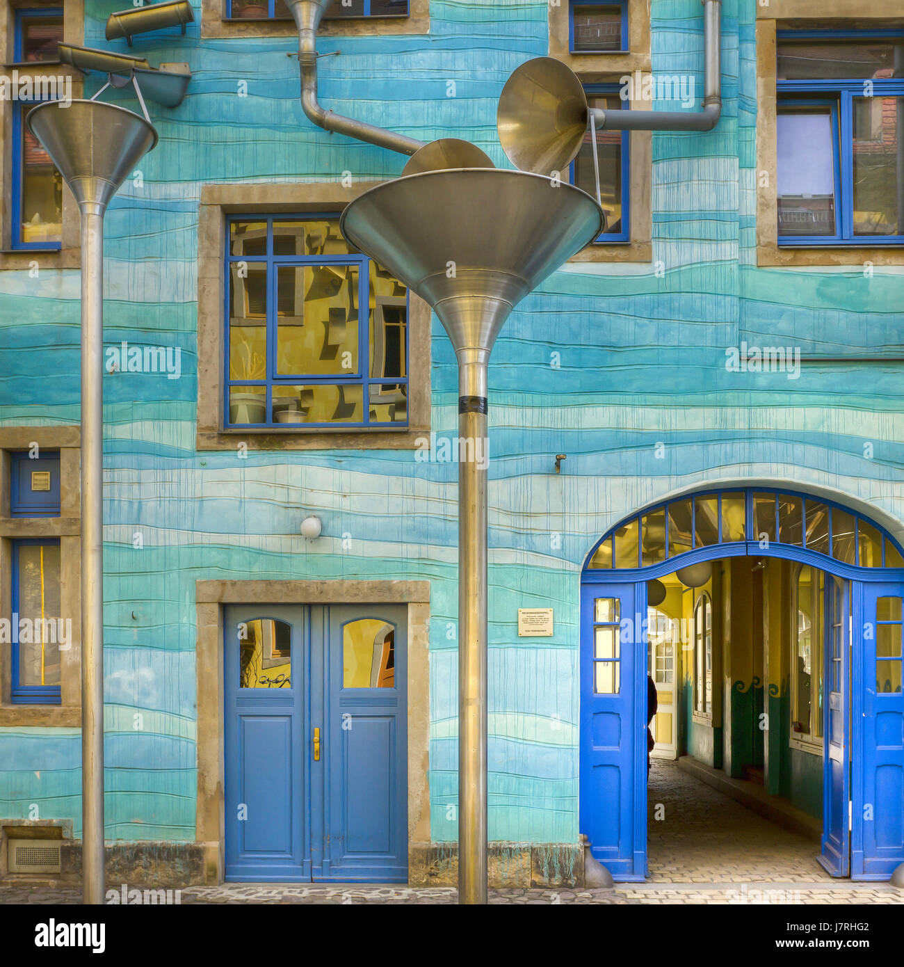 Costruzione casa d'arte di Dresda facciata stile di architettura costruttiva Foto Stock