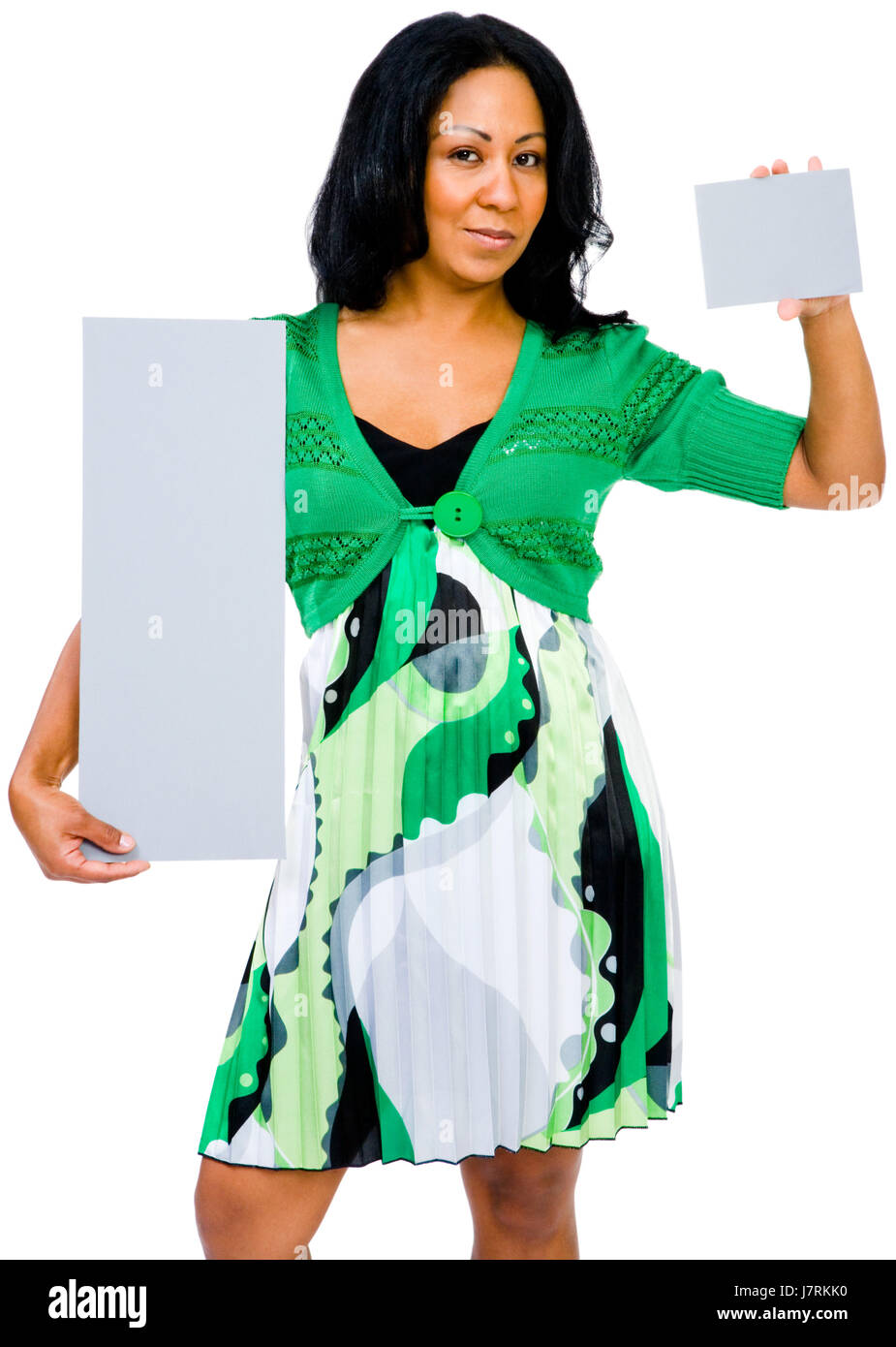 Donna presentazione vuota caucasica europea disabitata cartellone pubblicitario Foto Stock