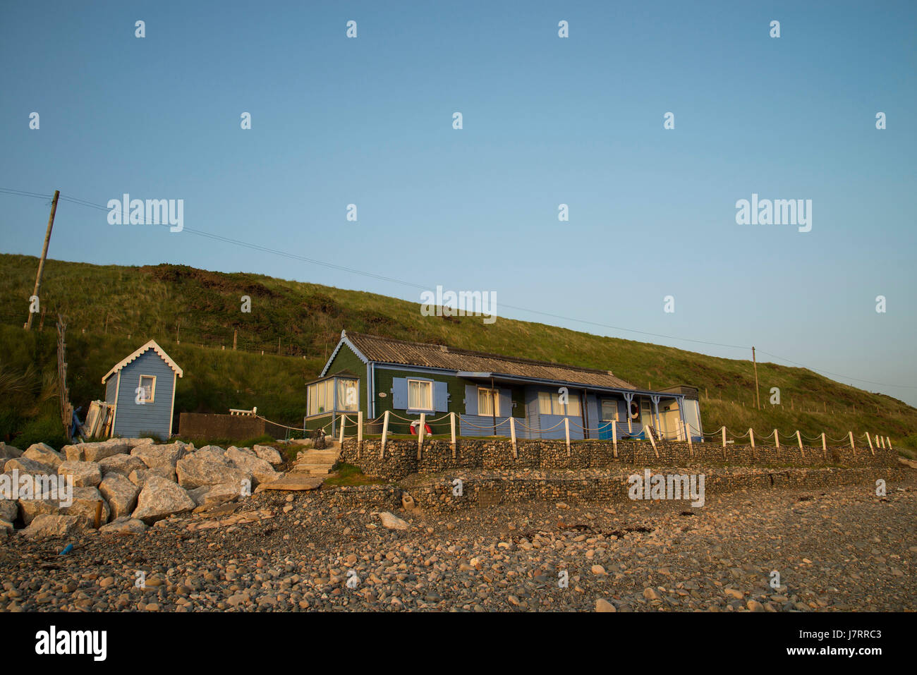 Brezza di mare braystones bungalow spiaggia West Cumbria Inghilterra gb uk Foto Stock