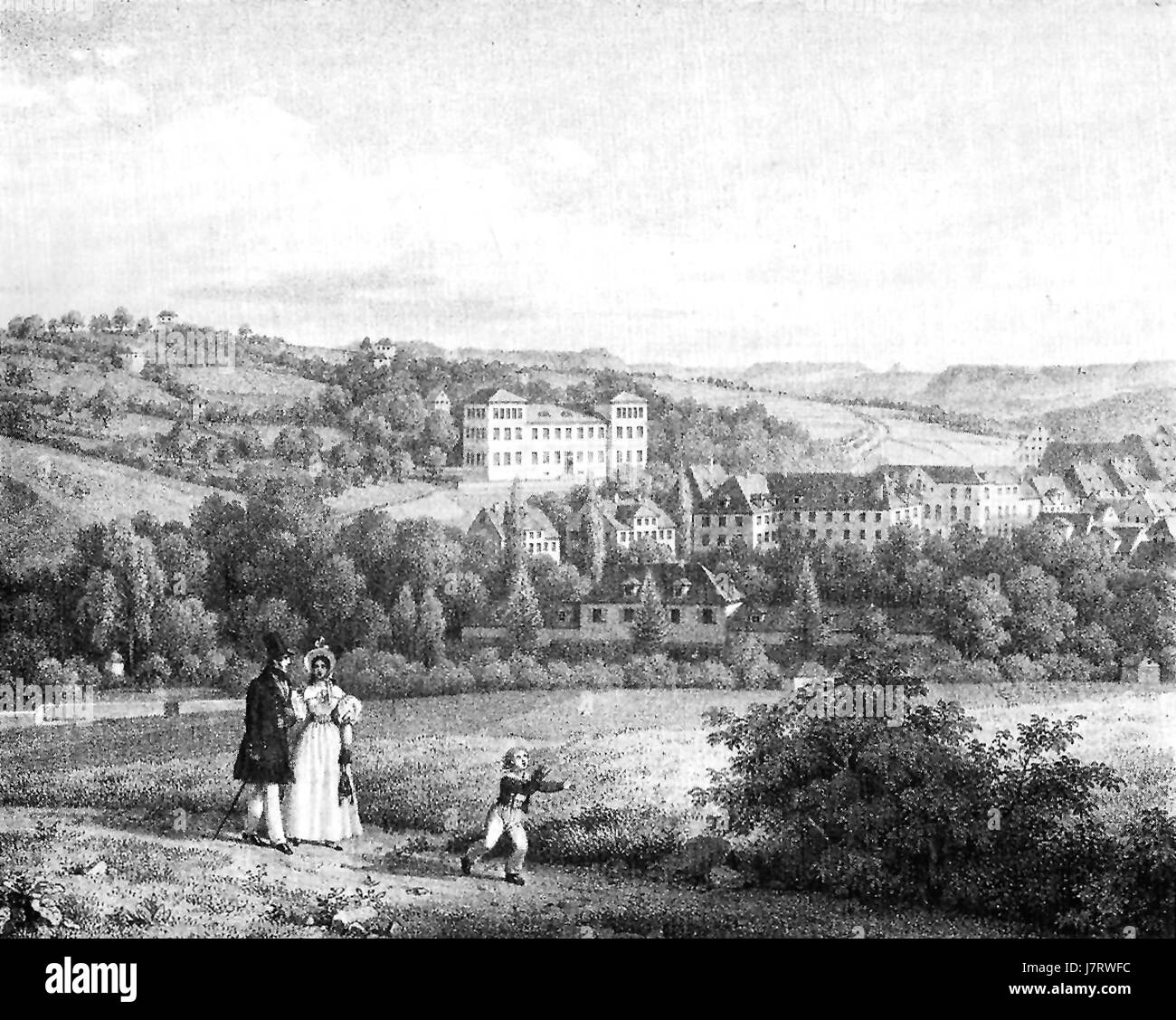 La litografia Anatomieinstitut di Carl F. Doerr, creata da Heinzmann intorno al 1840, offre una rappresentazione storica di un istituto di anatomia, che mostra l'educazione medica nel XIX secolo. La litografia è un documento visivo chiave del tempo, che evidenzia le pratiche e le impostazioni dello studio anatomico durante quel periodo. Foto Stock