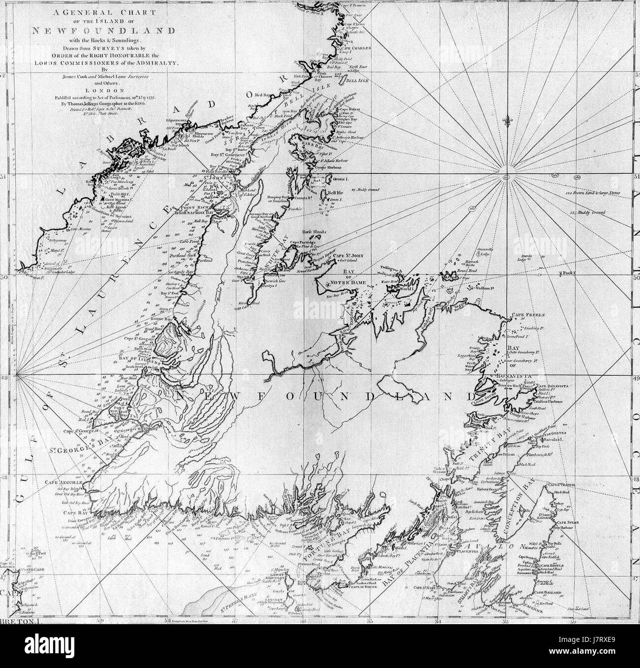 I cuochi Karte von Neufundland Foto Stock