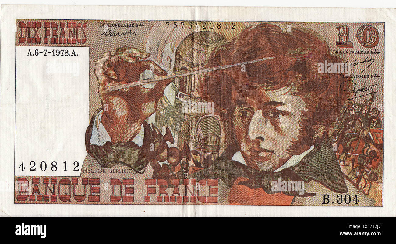 10 Francos franceses 1978 (anverso) Foto Stock