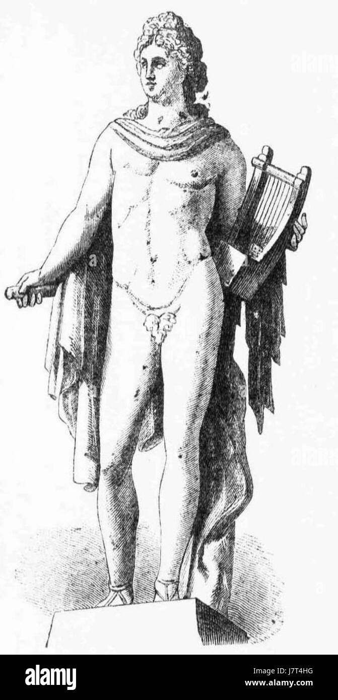 L'Apollo Leonidas Drosis è un'antica scultura greca che rappresenta il dio mitologico Apollo, spesso raffigurato nello stile greco classico, evidenziando la forma umana idealizzata. Foto Stock