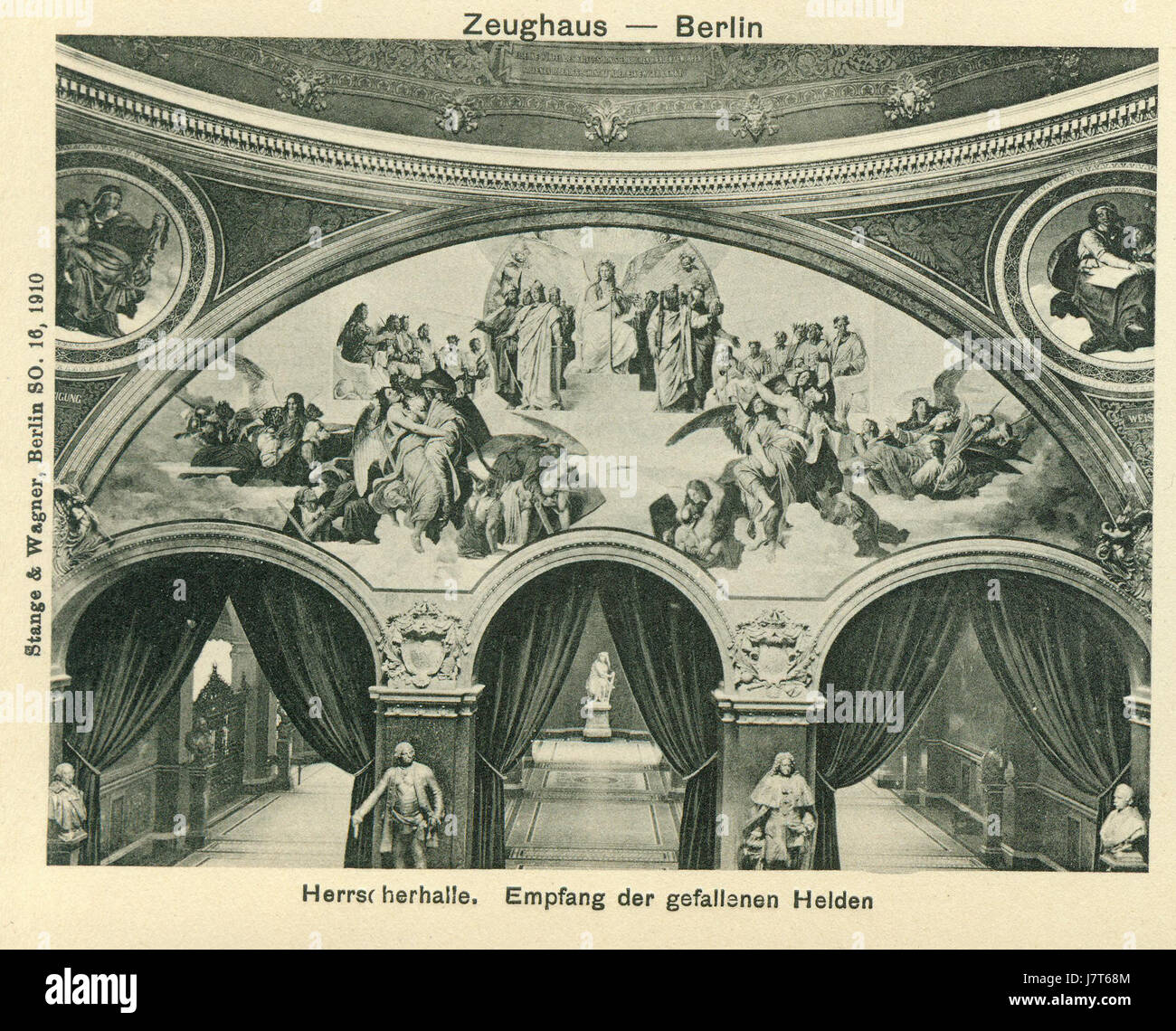 La Berlin Ruhmeshalle (Hall of Fame) presenta un murale che raffigura l'accoglienza degli eroi a Walhalla, una parte della mitologia tedesca in onore dei guerrieri leggendari. Foto Stock