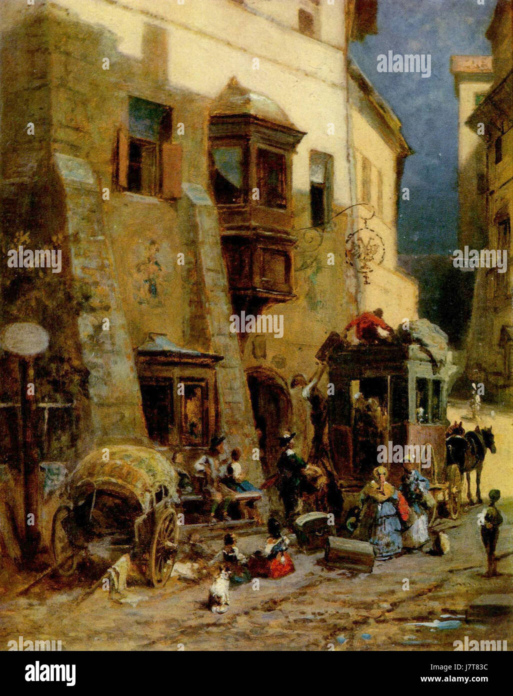Immagine di un dipinto del pittore romantico tedesco Carl Spitzweg, noto per le sue raffigurazioni di figure solitarie in ambienti stravaganti. L'opera mostra il suo stile caratteristico, mescolando umorismo e sentimentalità. Foto Stock