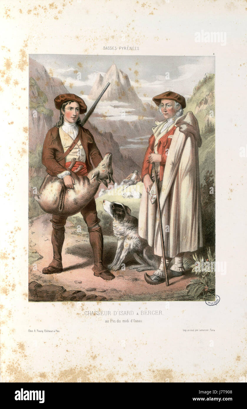 *Chasseur d'Isard et berger* raffigura un cacciatore e un pastore, che riflette il ruolo di queste figure nella società rurale francese. L'opera d'arte illustra la vita tradizionale della campagna francese. Foto Stock