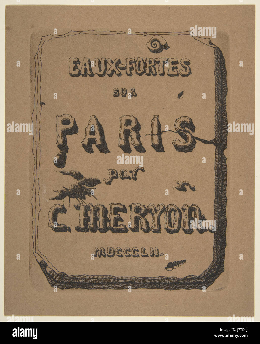 Charles Meryon, incisioni di Parigi; titolo pagina per la suite, 1852 Foto Stock