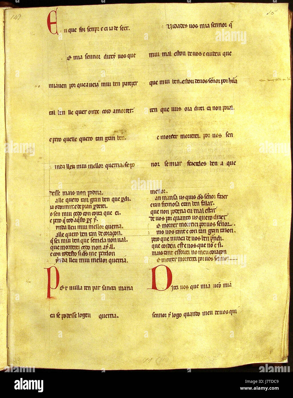 Cancioneiro da Ajuda 149 è un manoscritto che appartiene a una collezione di musica iberica medievale. Questo particolare manoscritto contiene una ricca gamma di composizioni musicali del Medioevo, che contribuiscono alla nostra comprensione della musica medievale. Foto Stock