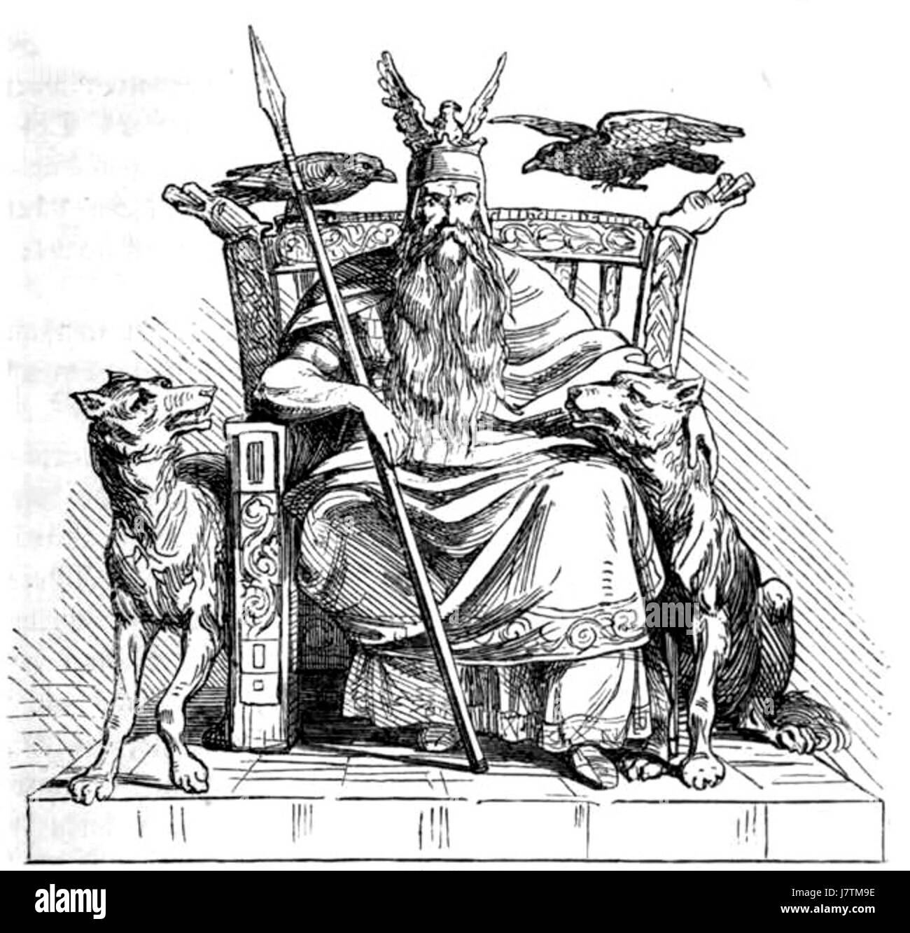 "DAS festliche Jahr" si riferisce a una tradizionale celebrazione o festival tedesco. Questa particolare immagine, numero 017, raffigura Wodan, una figura di spicco della mitologia germanica, associata agli dei e alle feste stagionali. Foto Stock