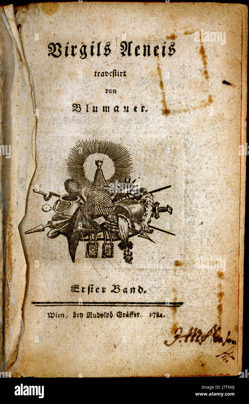 Blumauer, Virgils Aeneis travestiert, vol. 1 (Vienna 1784), pagina titolo Foto Stock