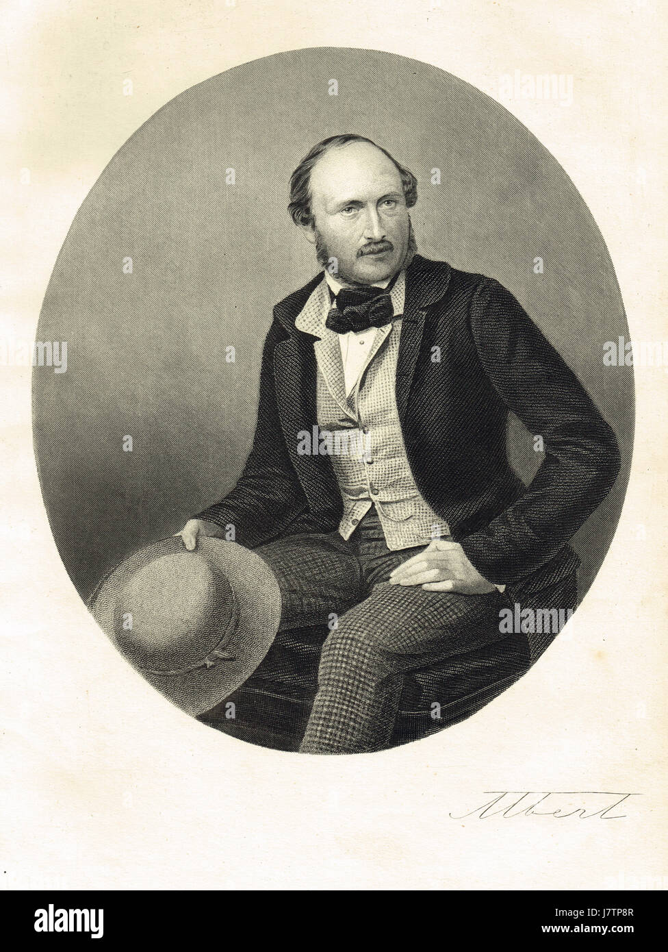 Albert, il Principe Consorte e marito della Regina Victoria ritratto e firma Foto Stock