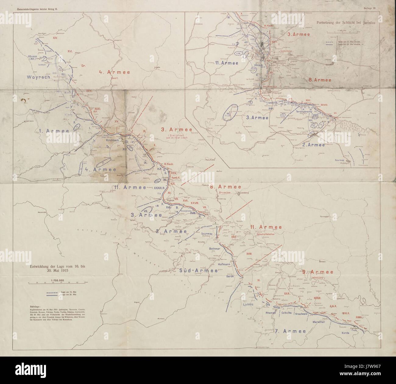 Il titolo si riferisce all'Impero austro-ungarico durante il periodo tra il 16 e il 20 maggio 1915. Durante questo periodo, l'impero fu impegnato in operazioni militari nella prima guerra mondiale. Questo periodo segnò importanti battaglie e sviluppi sul fronte orientale e italiano. Foto Stock