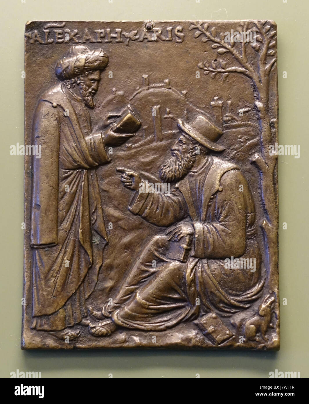 Aristotele e Alessandro di Aphrodisias, Andrea Briosco (Riccio), Ulocrino e cerchio, Padova, inizi del XVI secolo D.C., bronzo Bode Museum DSC02518 Foto Stock