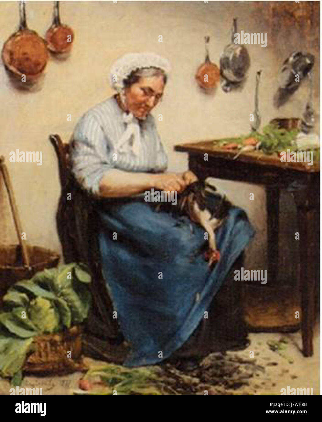 La capdevielle plucking si riferisce a una tecnica o a un'opera d'arte specifica che comporta la delicata rimozione di piume o filamenti, comunemente associata a pratiche artigianali o agricole tradizionali. Questo concetto può essere legato a specifiche tecniche storiche o culturali. Foto Stock