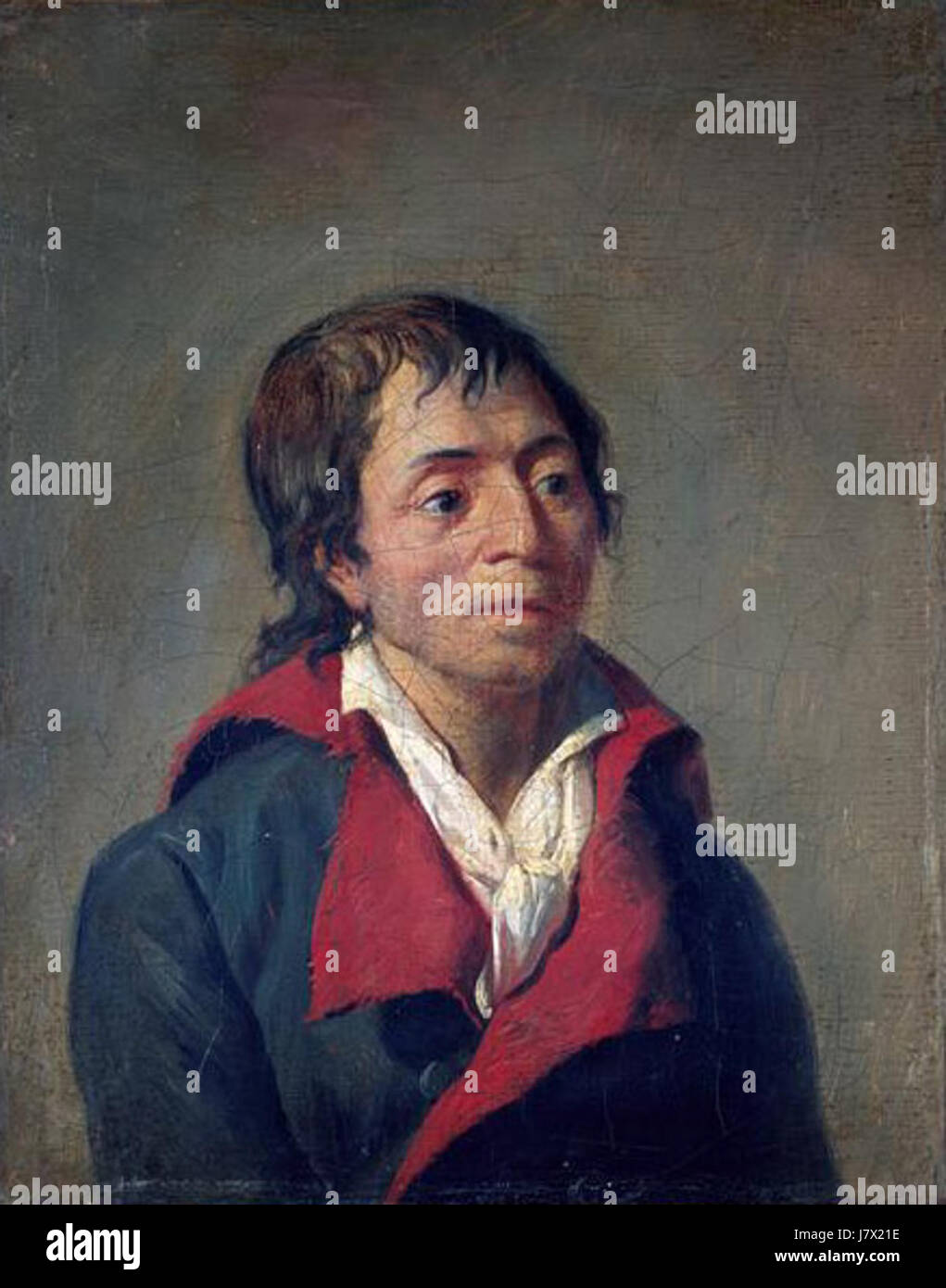 La rappresentazione di Marat di Jean Garnerayâ è una rappresentazione storica, che probabilmente ritrae il rivoluzionario francese Jean-Paul Marat. L'immagine cattura un momento significativo nella storia francese, riflettendo il ruolo di Maratâ durante la Rivoluzione francese. Foto Stock