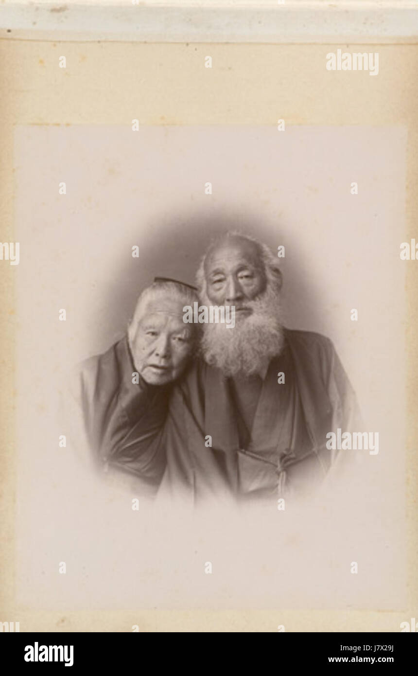 Adolfo Farsari una vecchia coppia Foto Stock