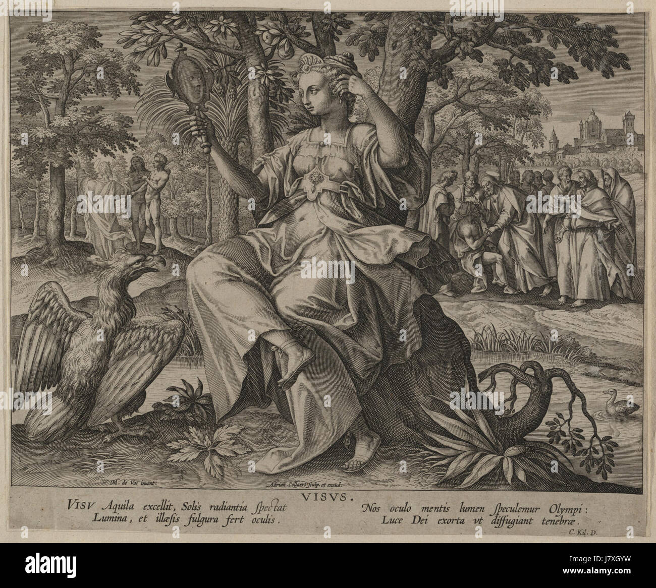 Adriaen Collaert, Maerten de Vos (dopo) vista (visus), da i cinque sensi Foto Stock