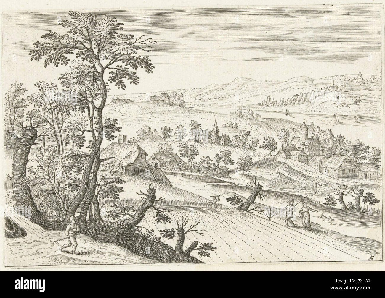 Adriaen Collaert, Jacob più truci paesaggio con un cornfield Foto Stock