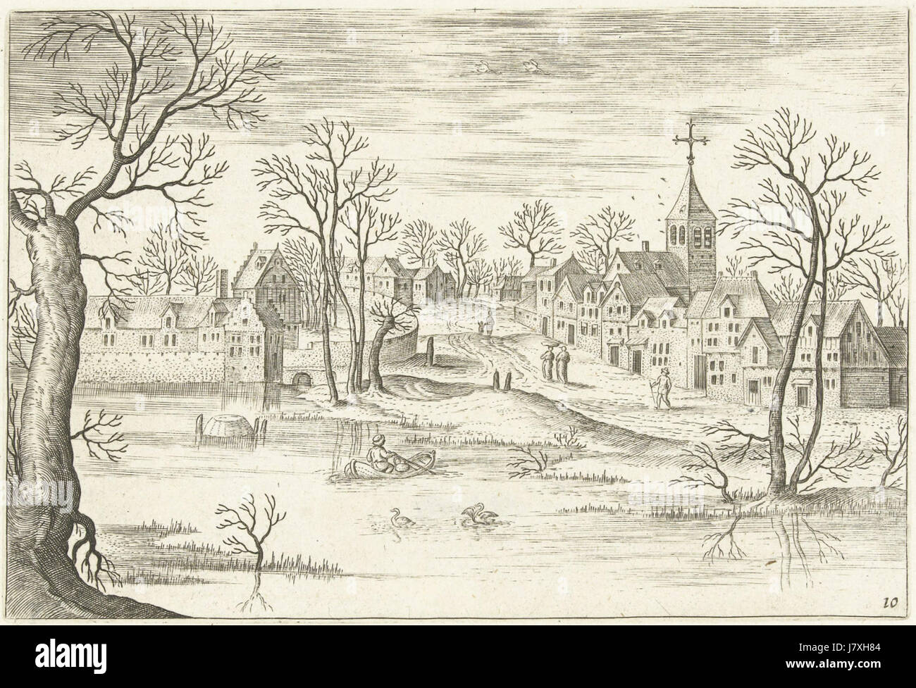 Adriaen Collaert, Jacob più truci paesaggio con un lago Foto Stock