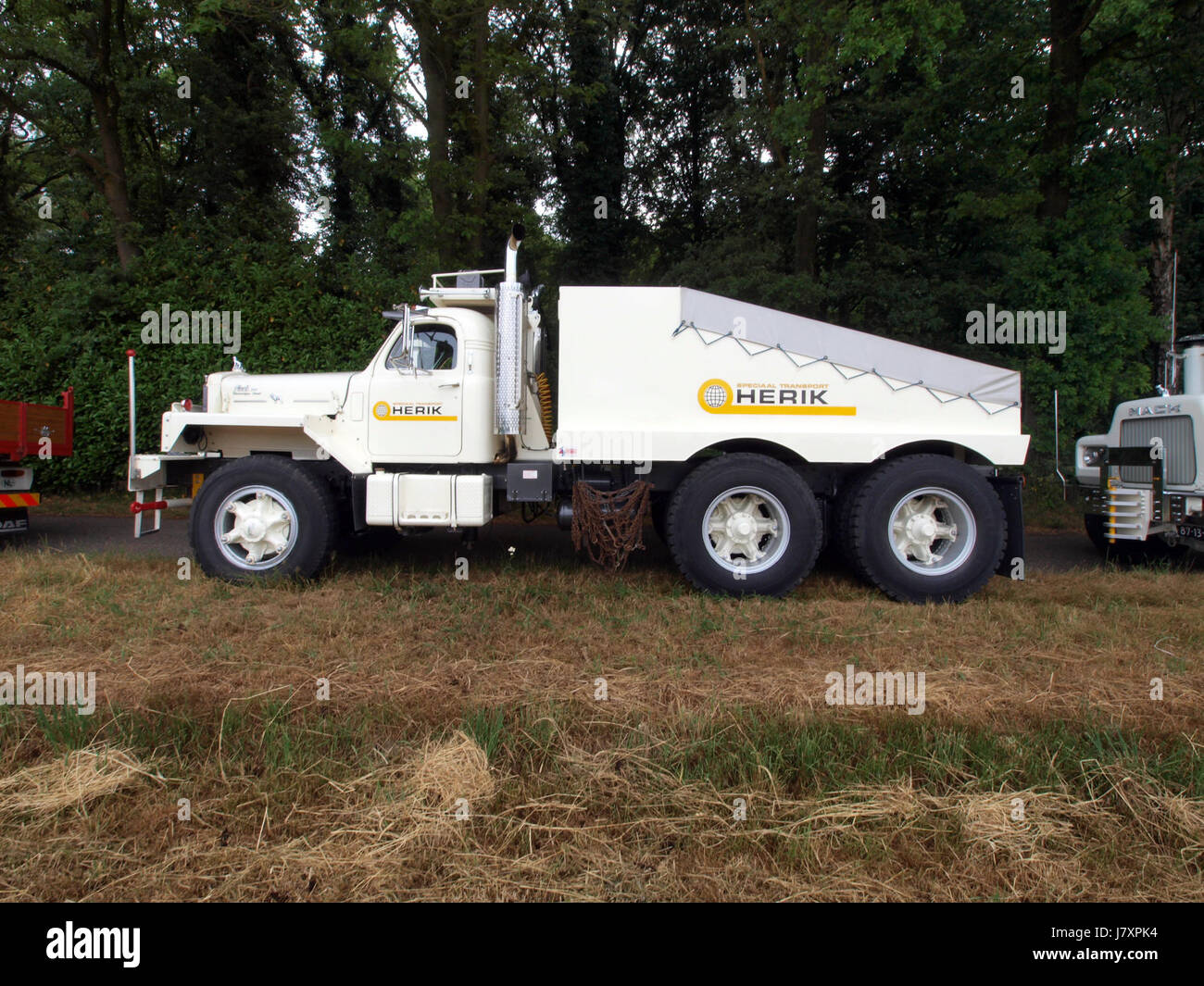 Il modello 1965 MACK B80 SX è un veicolo d'epoca noto per il suo design resistente e le prestazioni per impieghi gravosi. È stato utilizzato per scopi industriali e di trasporto, mostrando la forza e l'affidabilità del marchio MACK durante la metà del XX secolo. Foto Stock