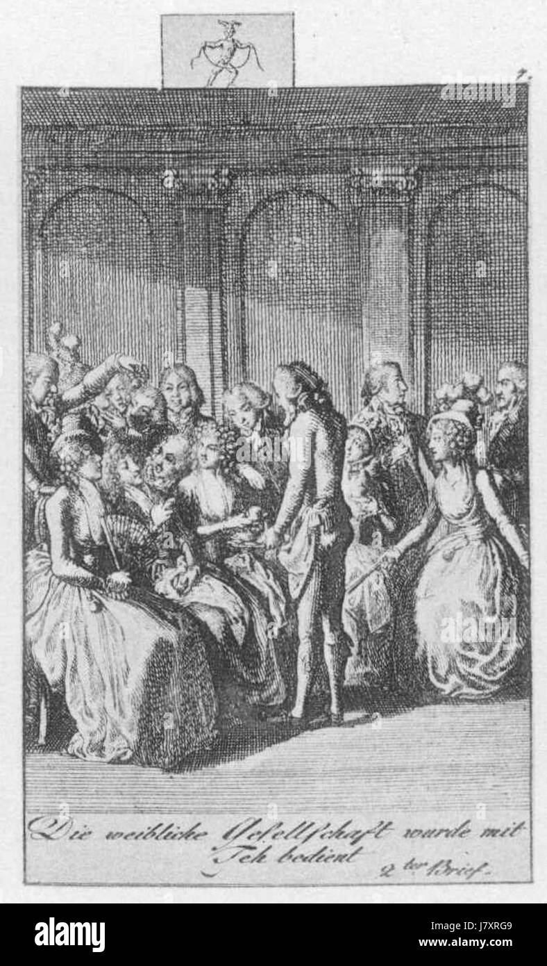 Daniel Chodowiecki, un artista tedesco, è noto per le sue incisioni e illustrazioni dettagliate. "Heirathsgeschichte" (storia di nozze) è una serie che illustra i costumi sociali che circondano il matrimonio nell'Europa del XVIII secolo. Foto Stock