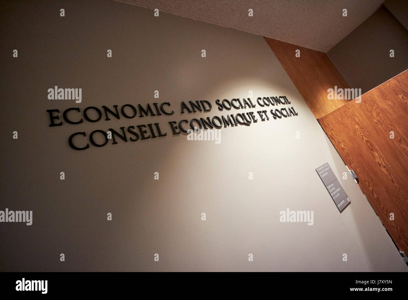 Comitato economico e sociale in camera di consiglio presso la sede delle Nazioni Unite Building di New York City STATI UNITI D'AMERICA Foto Stock