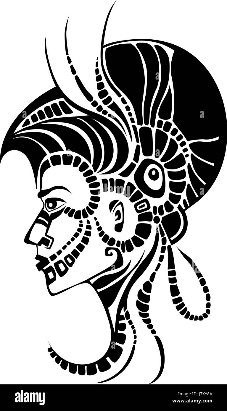 American west guerriero i personaggi dei cartoni animati Profilo di donna cultura sport sport Foto Stock