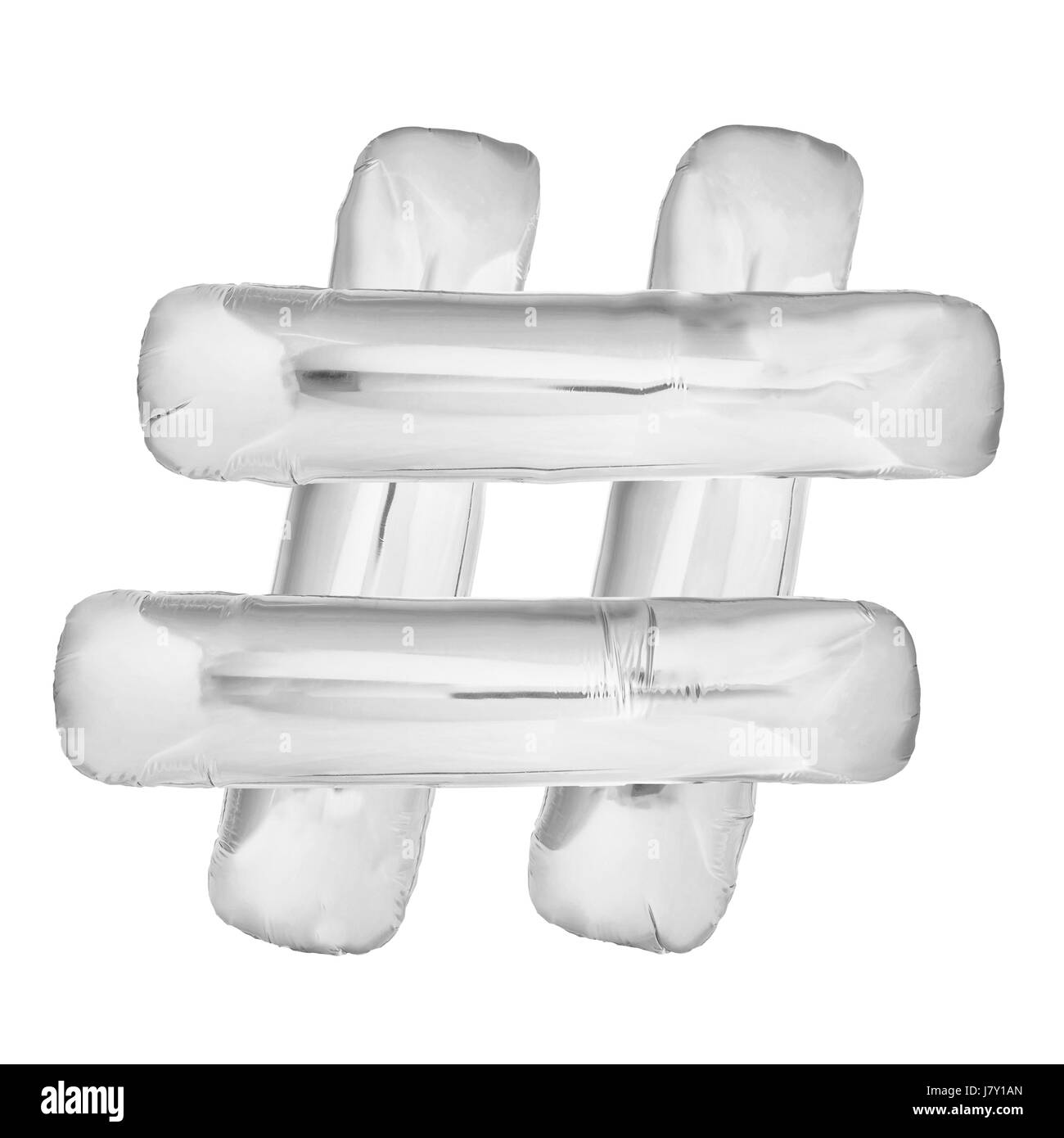 Silver Chrome simbolo hashtag elio palloncino aria Foto Stock