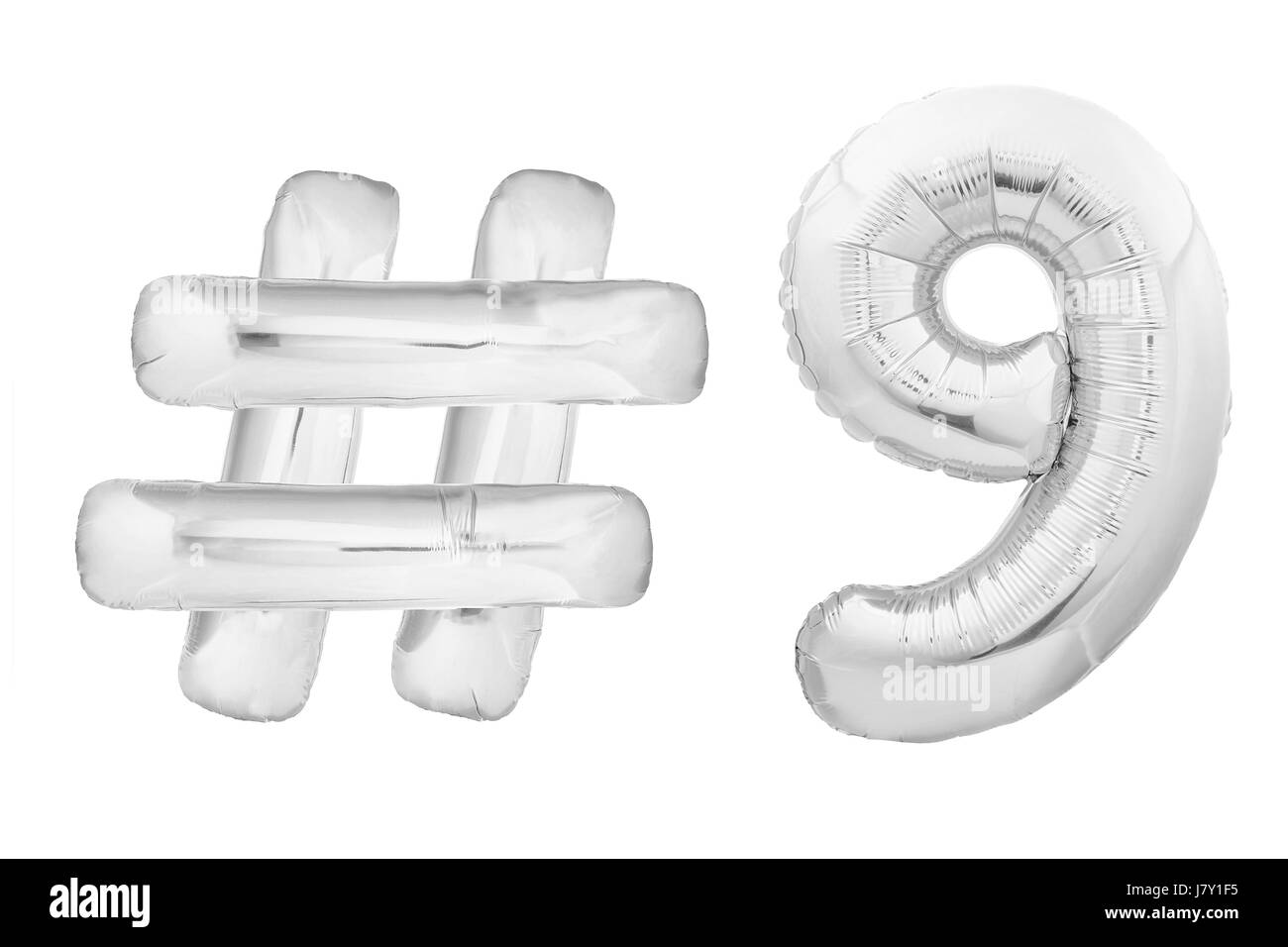 Chrome numero nove con simbolo hashtag Foto Stock