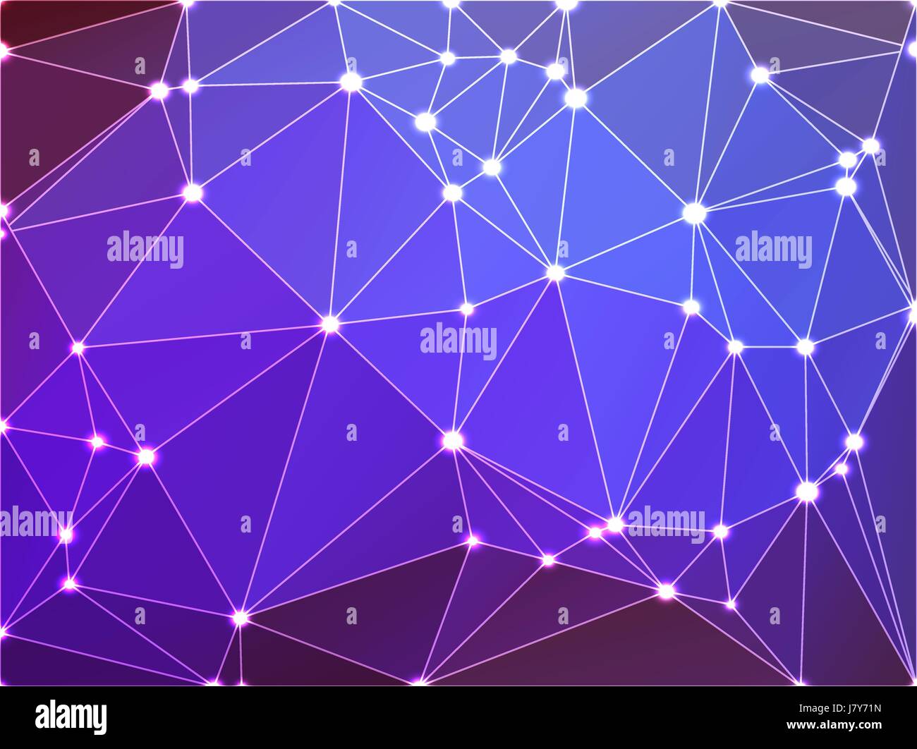 Viola rosa lilla bassa astratta geometrica poly lo sfondo con il triangolo bianco maglia e luci sfocati. Illustrazione Vettoriale