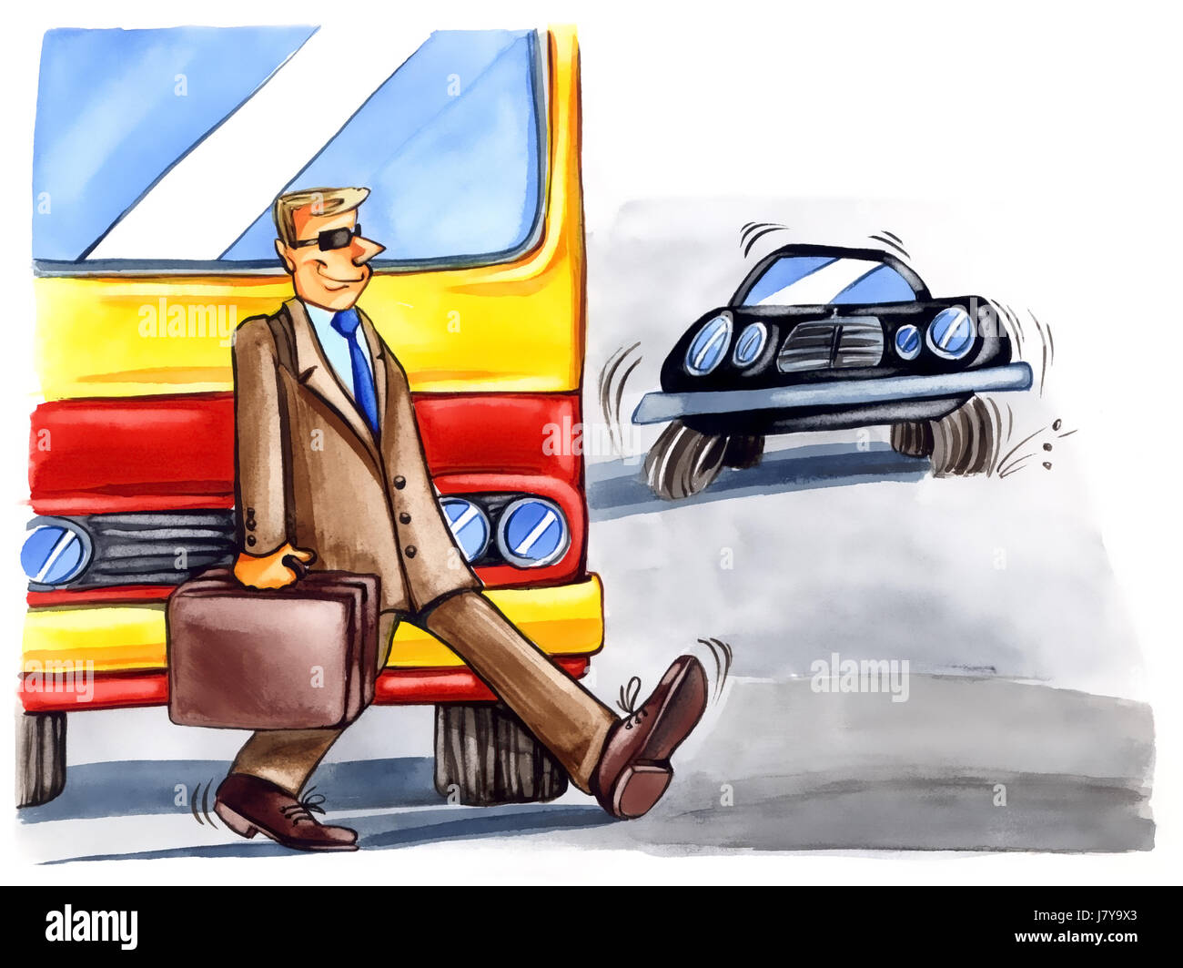 Automobile automobile mezzi di viaggio incidente automobilistico illustrazione stop Foto Stock